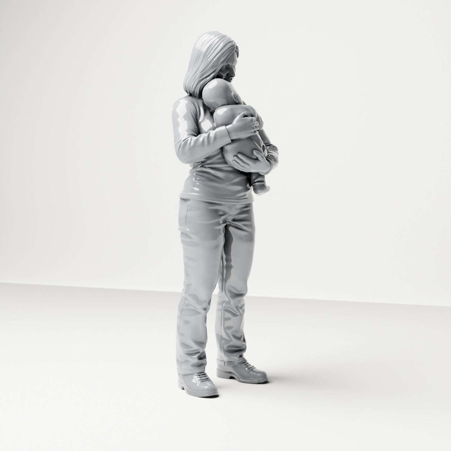 Diorama modelbouw productfoto 3: Staande figuur: moeder met baby in de armen (B047)