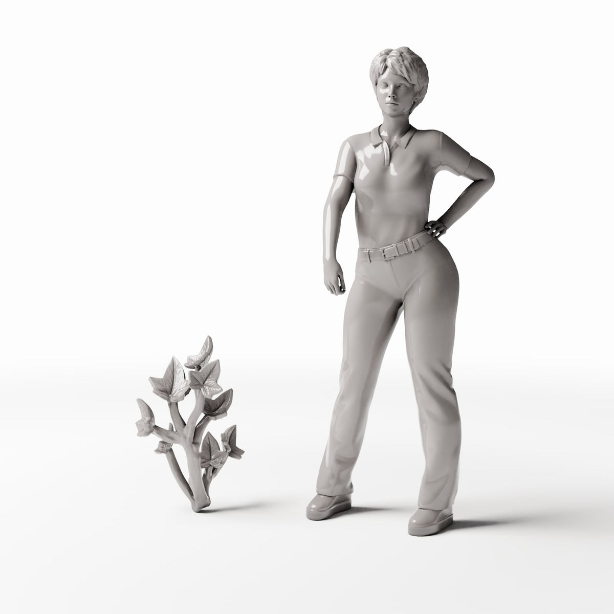 Set 04: miniatuurplant Ref. 532D met een menselijke figuur als schaalreferentie (klimop)