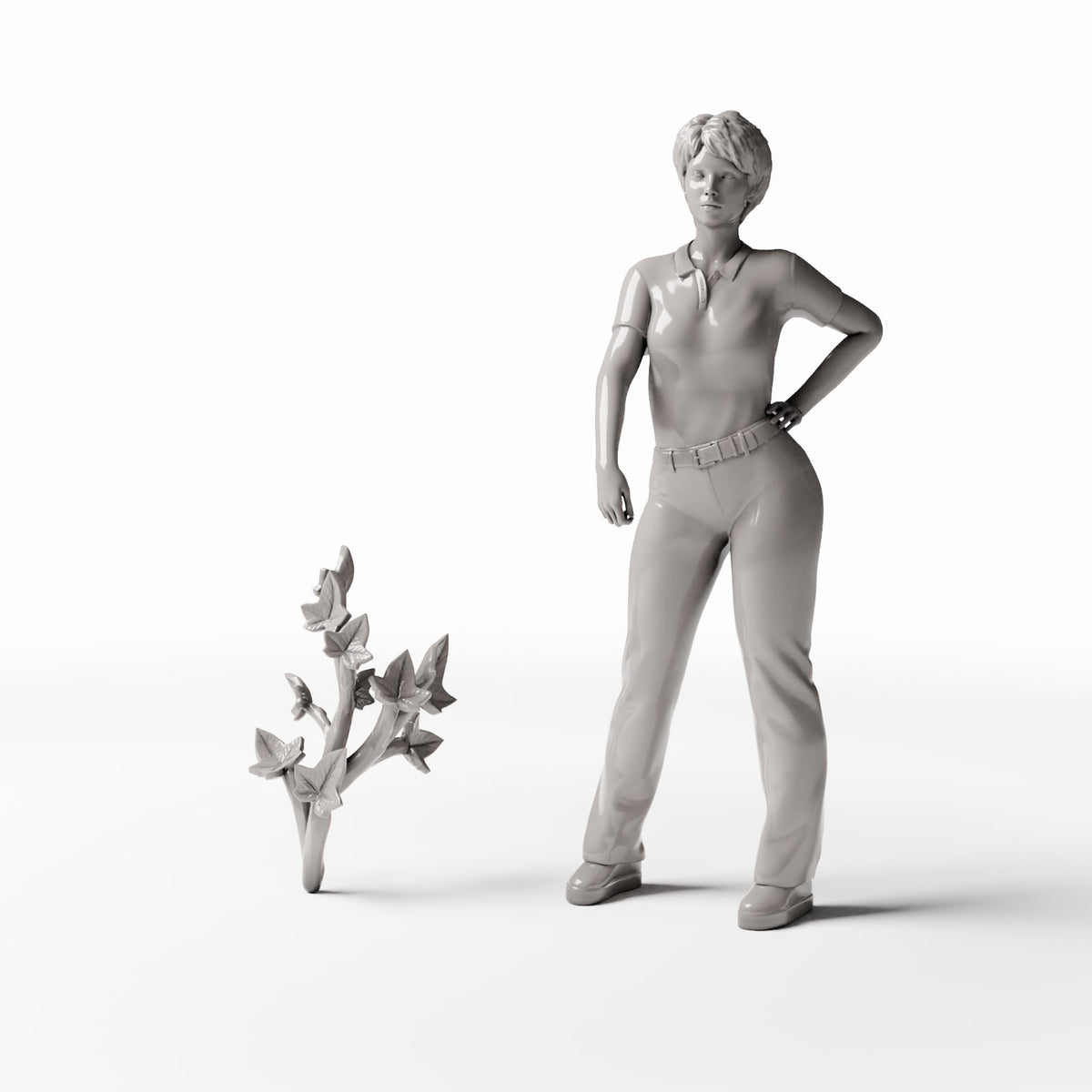 Set 04: miniatuurplant Ref. 533D met een menselijke figuur als schaalreferentie (klimop)