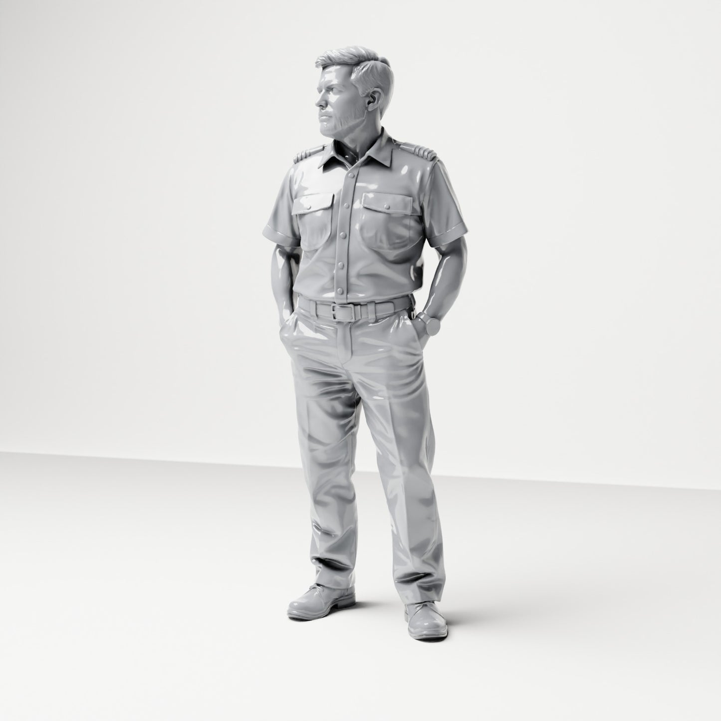 Diorama modelbouw productfoto 0: Staande figuur: scheepsbemanningslid in uniform met schouderstukken (B051)