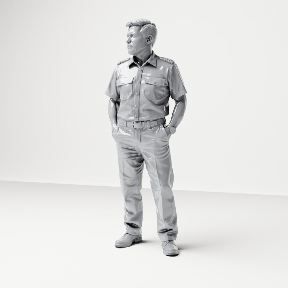 Diorama modelbouw productfoto 0: Staande figuur: scheepsbemanningslid in uniform met schouderstukken (B051)