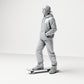 Diorama modelbouw productfoto 1: Staande figuur: skater met pet, hoodie & skateboard (B054)