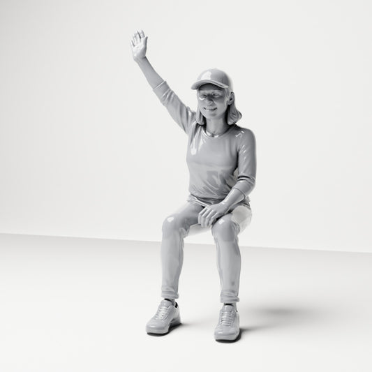 Diorama-modelbouw productfoto 0: Zittende figuur: toeschouwster met opgeheven arm (B059)