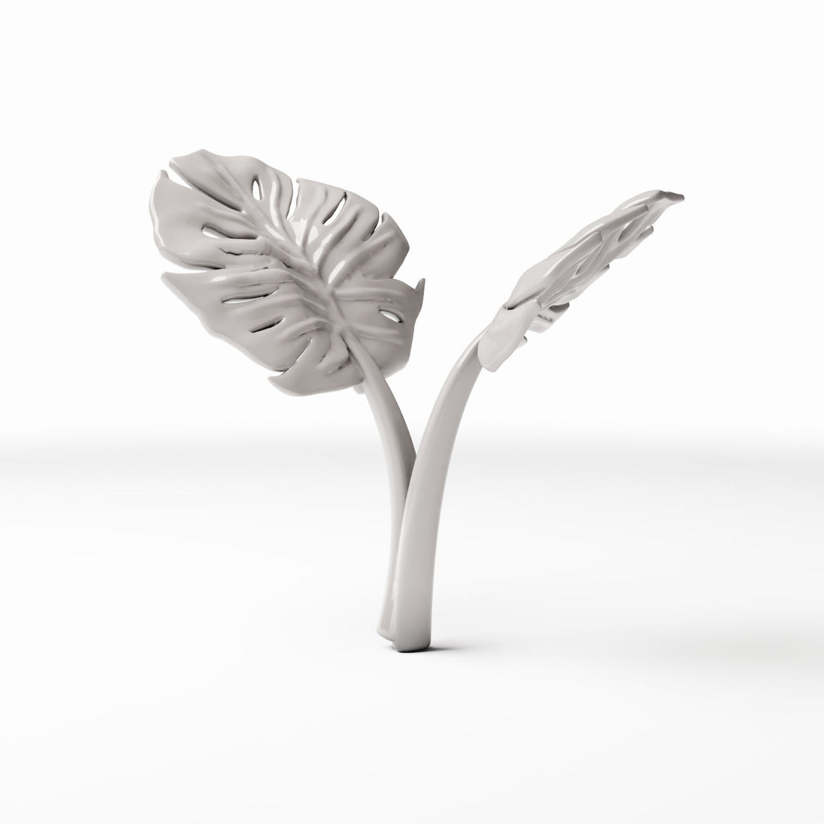 Set 05: miniatuurplant Ref. 480D, afzonderlijk op een witte achtergrond (Monstera)