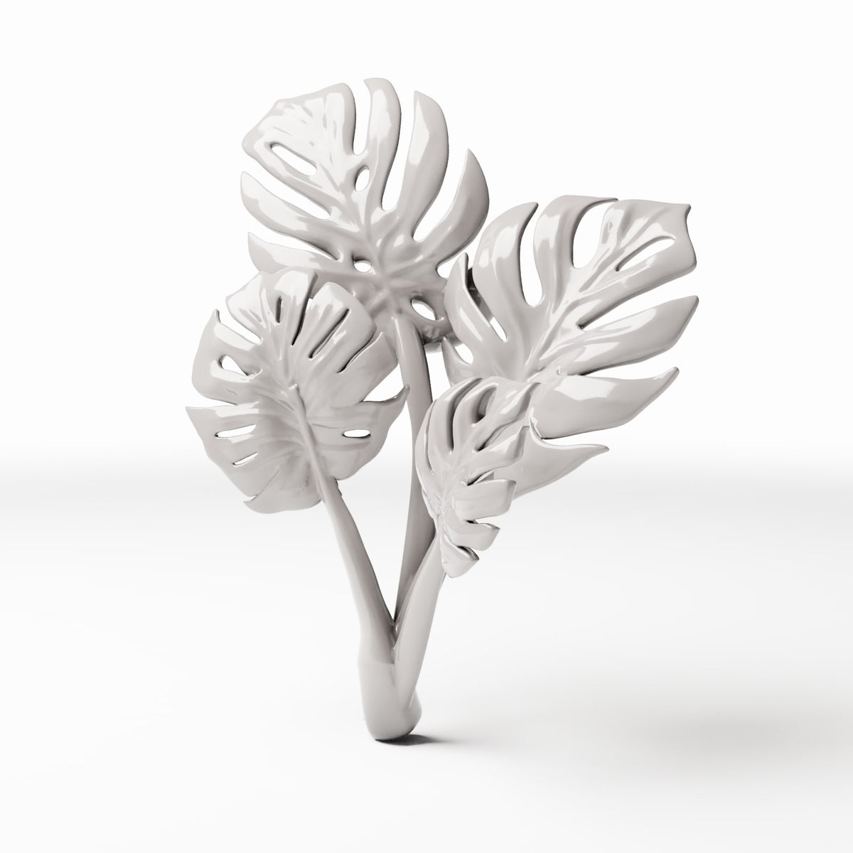 Set 05: miniatuurplant Ref. 482D, afzonderlijk op een witte achtergrond (Monstera)