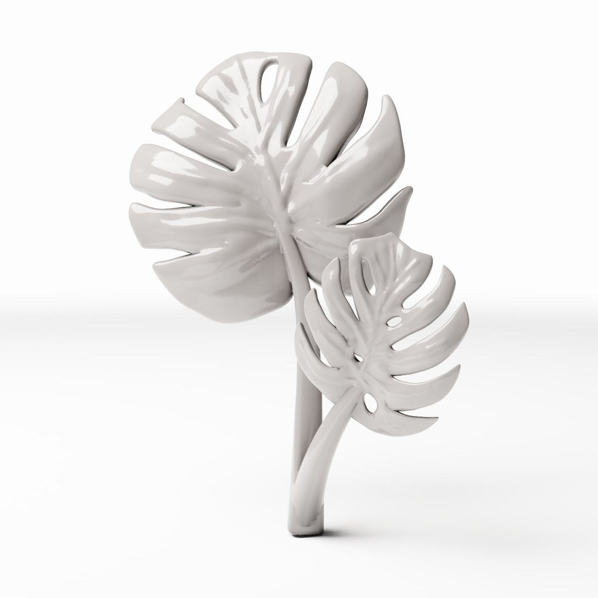 Set 05: miniatuurplant Ref. 483D, afzonderlijk op een witte achtergrond (Monstera)