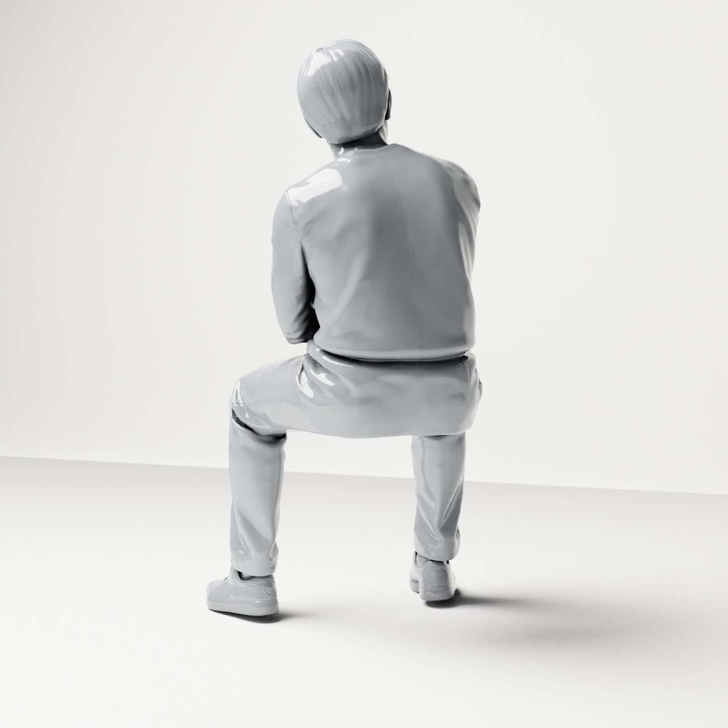 Diorama modelbouw productfoto 2: Zittende figuur: mannelijke toeschouwer met gekruiste armen (B064)