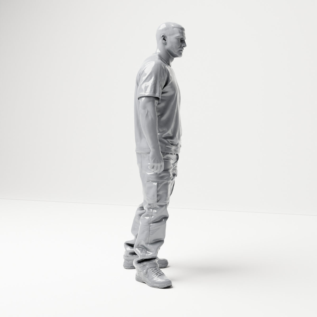 Diorama Modellbau Produktfoto 3: Stehende Figur: Mann mit T-Shirt, Cargohose & Turnschuhen (B071)