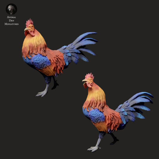 Produktfoto Tier Figur Diorama, Modellbau: 0: Bauernhof Tier Figuren: 2 Hähne - laufend und krähend