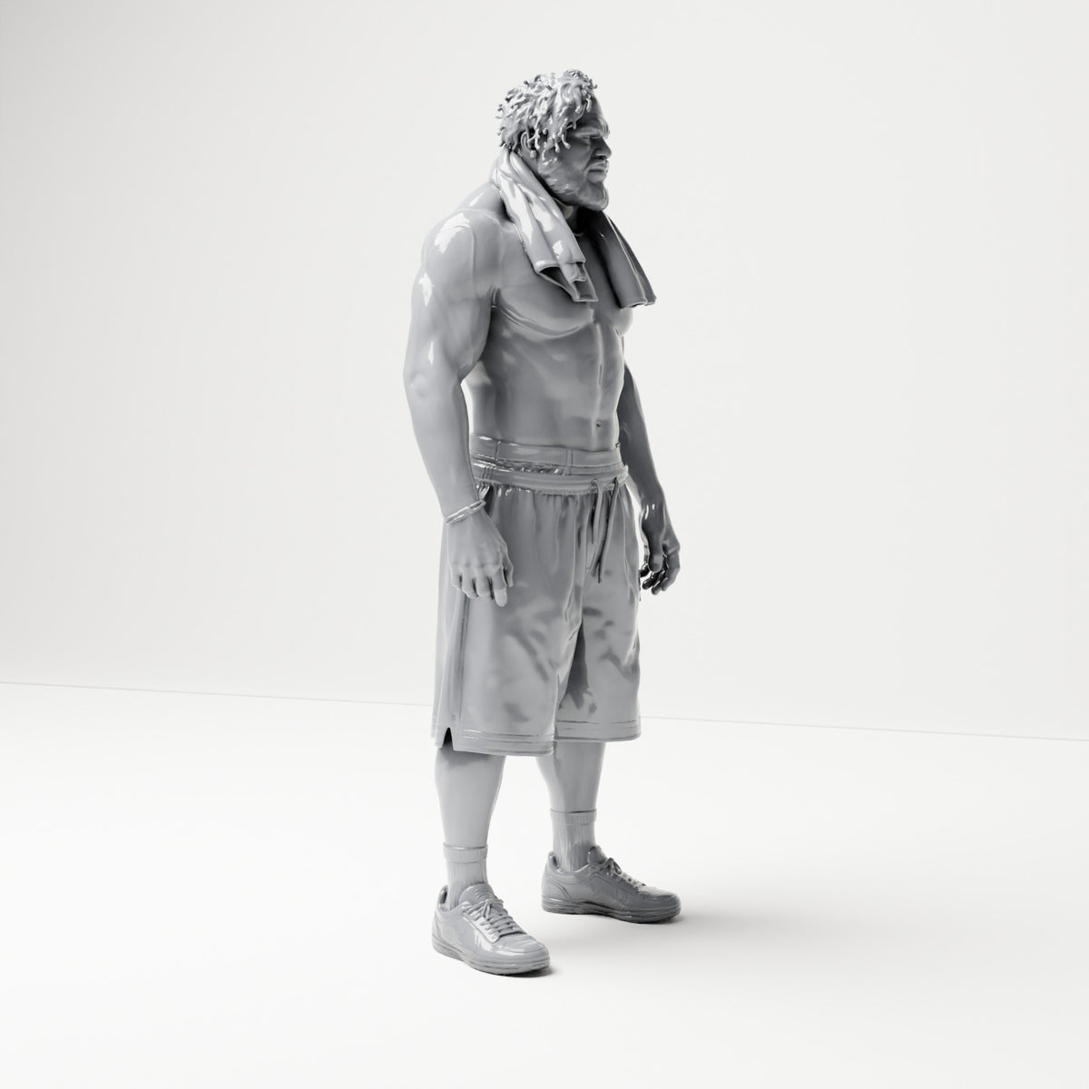 Diorama Modellbau Produktfoto 3: Stehende Figur: Mann mit Shorts, Sportschuhen und Handtuch um den Nacken (B073)