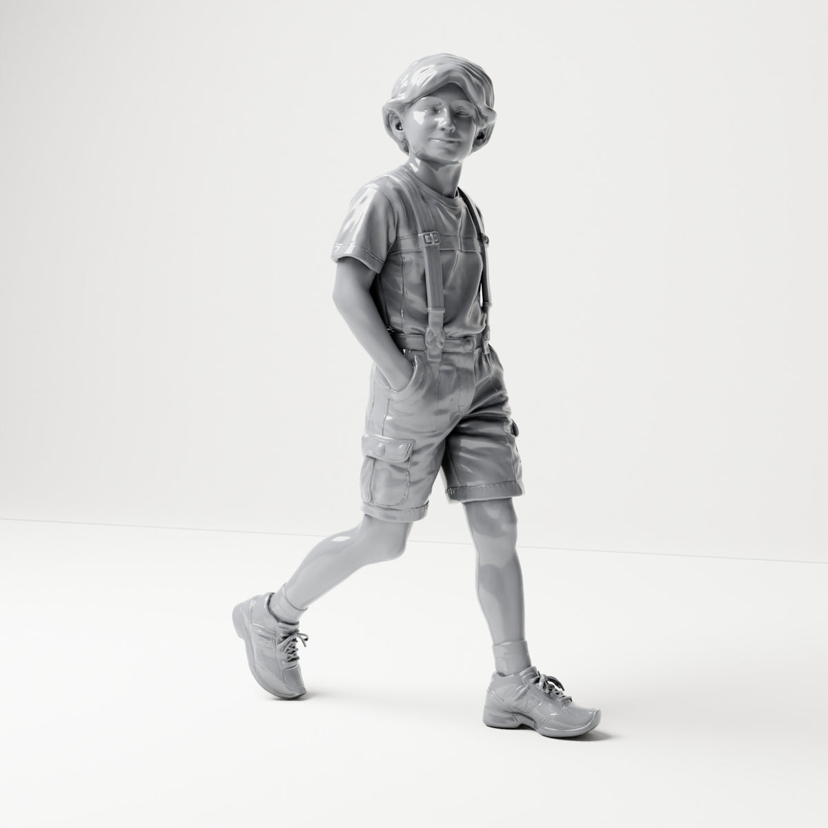 3Drifter-Miniatures B079 Bild 5: Gehende Figur: Junge mit T-Shirt, kurzen Hosen und Turnschuhen (B079)