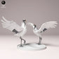 Productfoto Dierfiguur Diorama, Modelbouw: 0: Wilde Dierfiguur: dansende Mandarijnkraaien – Rode Kroonkraanvogel (Ref 24_10_01)