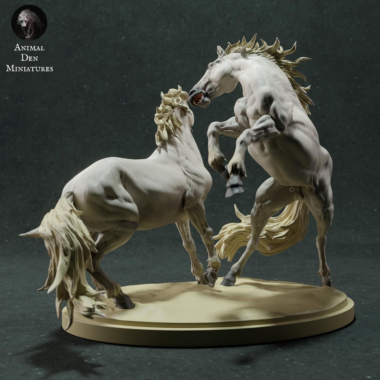 Productfoto Dierfiguur Diorama, Modelbouw: 0: Wilde Dierfiguur: vechtende Camargue Paarden – Hengsten (Ref 01_01_74)