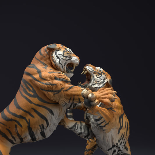 Produktfoto Tier Figur Diorama, Modellbau: 0: Wildtier Figur: kämpfende Bengalische Tiger – Diorama Zubehör (Ref 01_01_37)