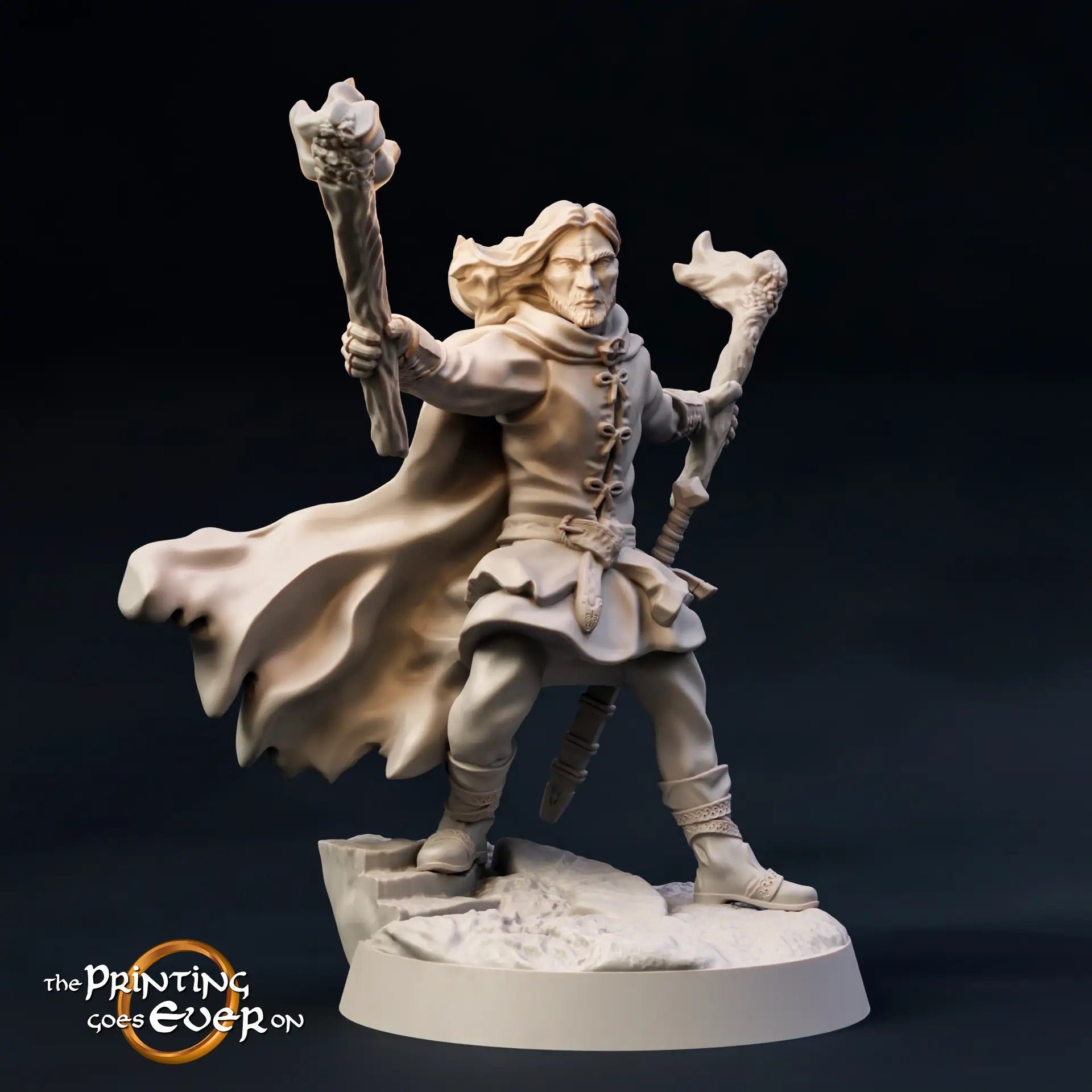Productfoto Tabletop 28mm The Printing Goes Ever On (TPGEO) 0: Donkere krijgers in gevecht met dappere krijgers: Zwarte figuren vallen helden aan