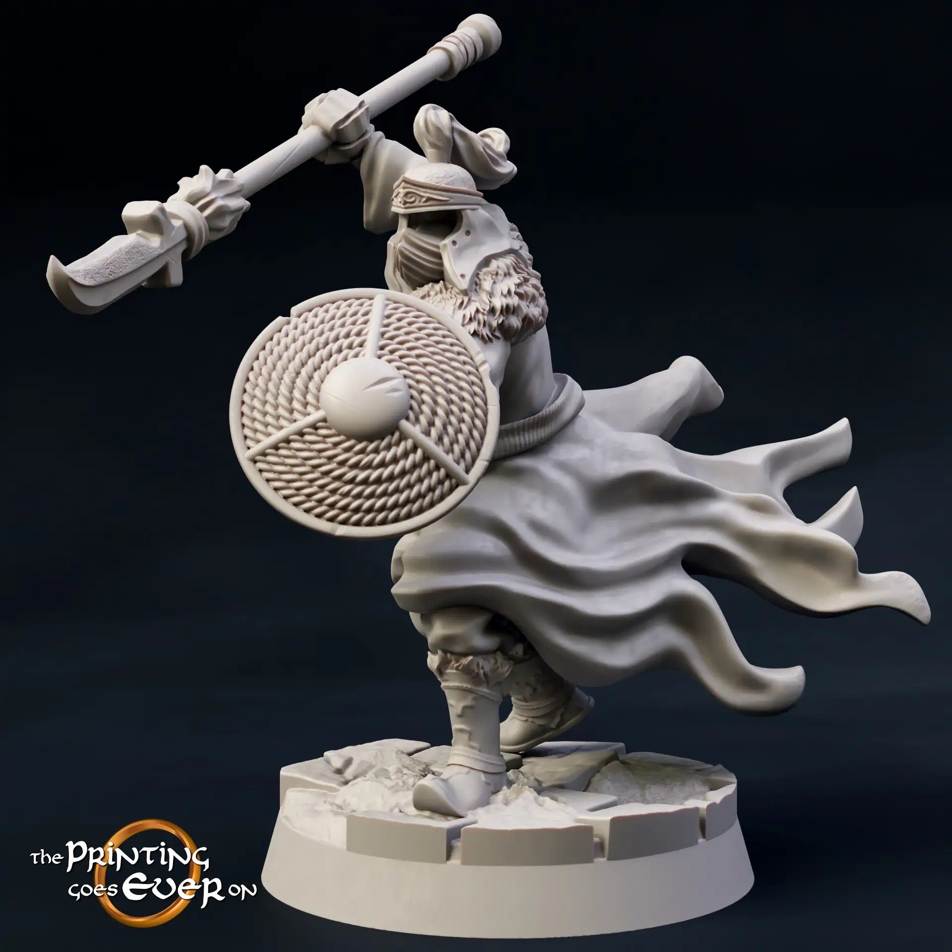 Productfoto Tabletop 28mm The Printing Goes Ever On (TPGEO) 0: Donkere krijgers in gevecht met dappere krijgers: Zwarte figuren vallen helden aan