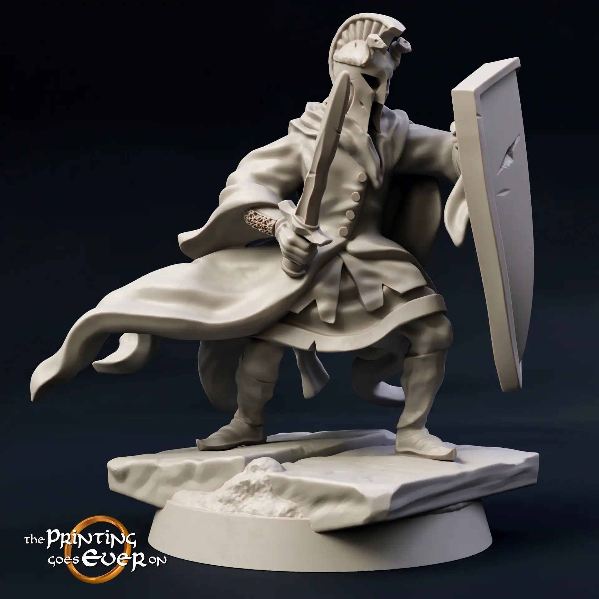 Productfoto Tabletop 28mm The Printing Goes Ever On (TPGEO) 0: Donkere krijgers in gevecht met dappere krijgers: Zwarte figuren vallen helden aan