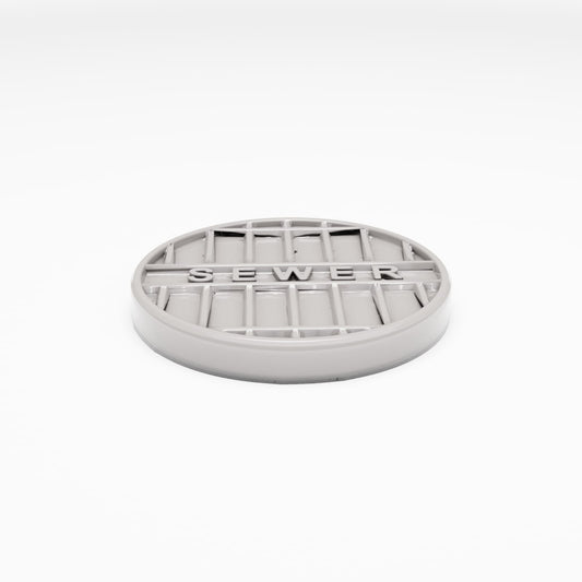 Productfoto diorama en modelbouw 0: Straatdiorama: Gietijzeren rioolputdeksel “SEWER” (Ref. 1042D)