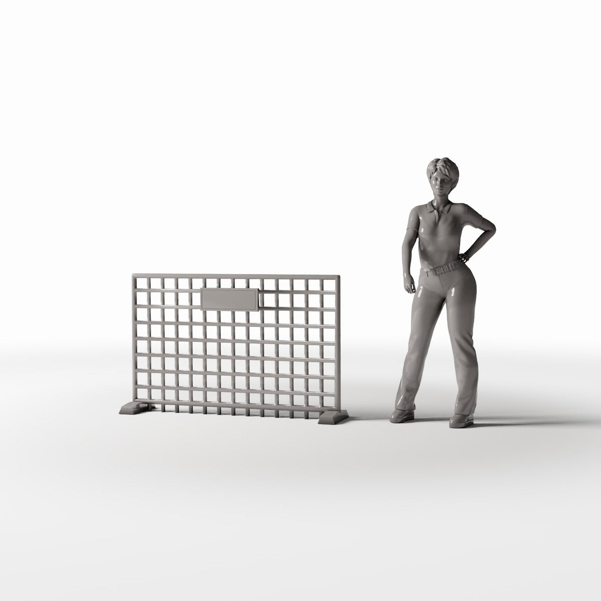 Productfoto diorama en modelbouw 1: Straatdiorama: metalen dranghek voor publieksbeheersing (Ref. 1049D)