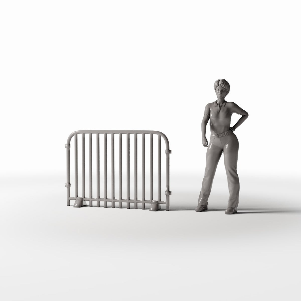 Productfoto diorama en modelbouw 1: Diorama Straat: Mobiel stalen dranghek (Ref. 1050D)