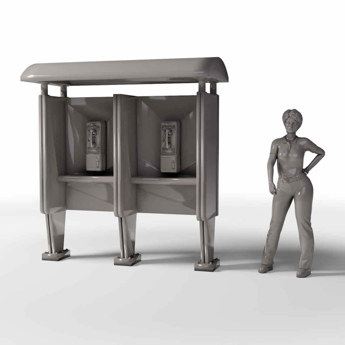 Productfoto diorama en modelbouw 1: Straatdiorama: dubbele telefooncel met grote hoorns (Ref. 1084D)