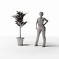Productfoto diorama en modelbouw 1: Dioramaplanten: hangplant met varenbladeren in hangpot (Ref. 1097D)