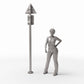 Productfoto diorama en modelbouw 1: Dioramastraat: verkeersbordpaal met driehoekig en rechthoekig bord (Ref. 1143D)