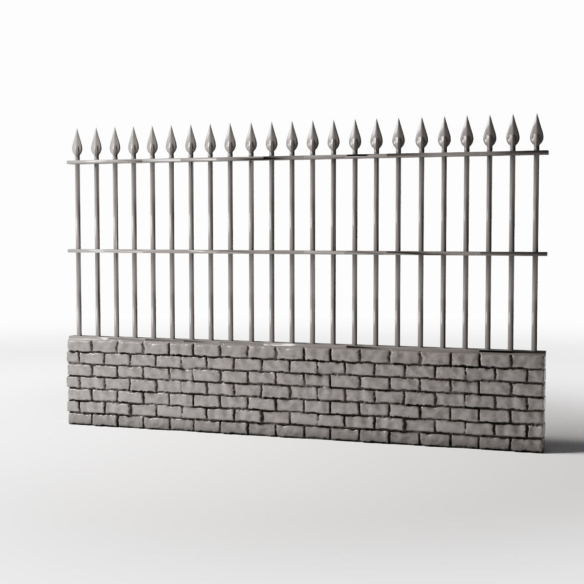Productfoto diorama en modelbouw 0: Tuindiorama: hoog metalen hekwerkdeel met bakstenen voet (Ref. 1192D)