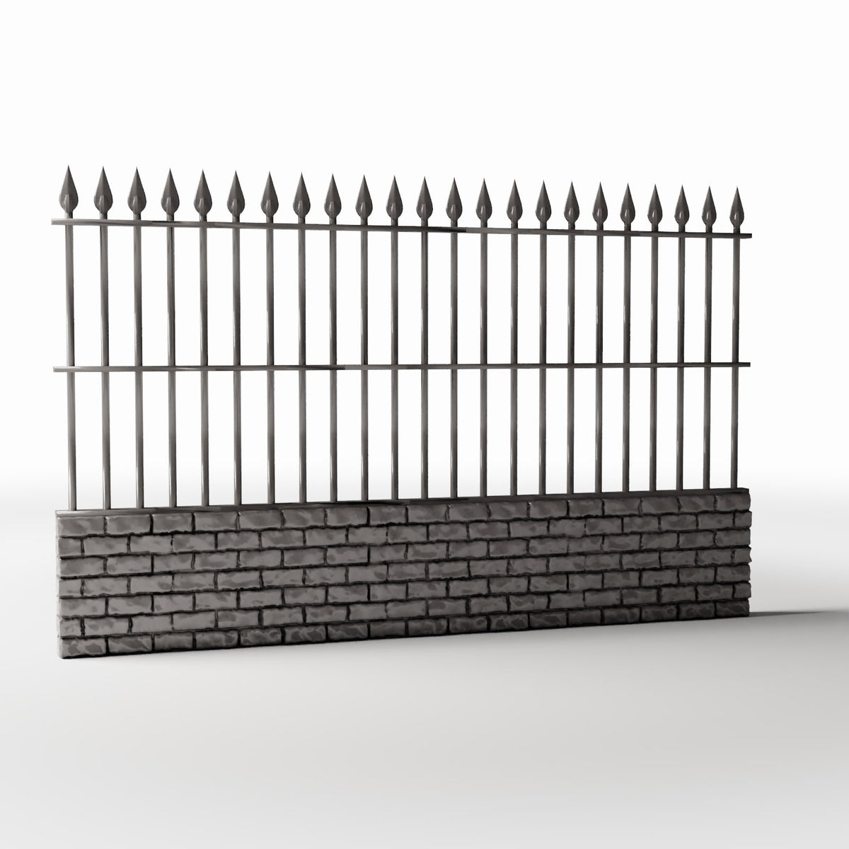 Productfoto diorama en modelbouw 3: Tuindiorama: hoog metalen hekwerkdeel met bakstenen voet (Ref. 1192D)
