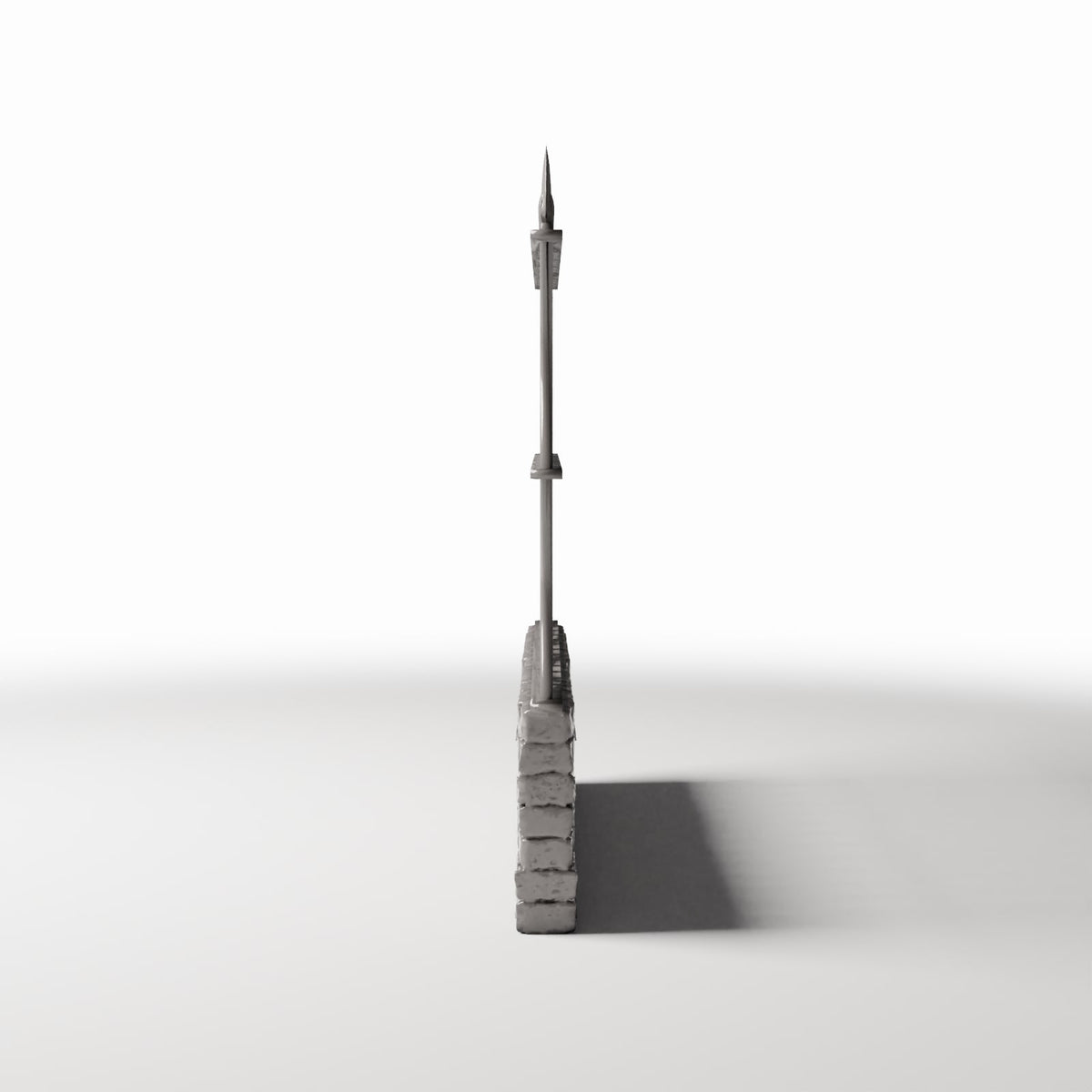 Productfoto diorama en modelbouw 2: Tuindiorama: hoog metalen hek op bakstenen muur (Ref. 1193D)