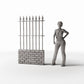 Productfoto diorama en modelbouw 1: Dioramahek: hoge, smalle muur met hekwerk (Ref. 1194D)