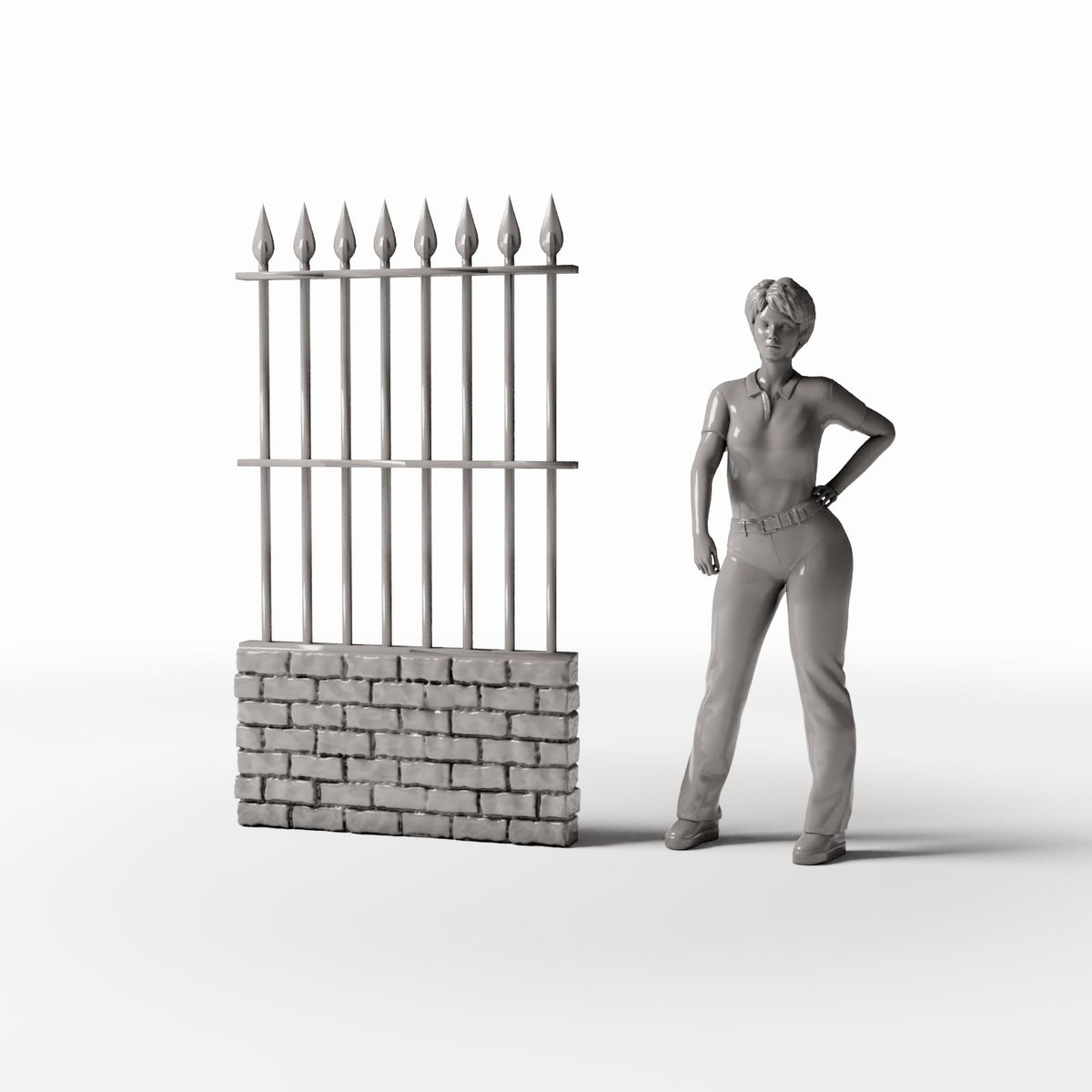 Productfoto diorama en modelbouw 1: Dioramahek: hoge, smalle muur met hekwerk (Ref. 1194D)