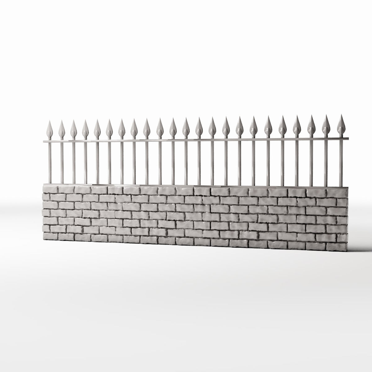 Productfoto diorama en modelbouw 0: TuinDiorama: Lage bakstenen muur met metalen hekwerk (Ref. 1195D)