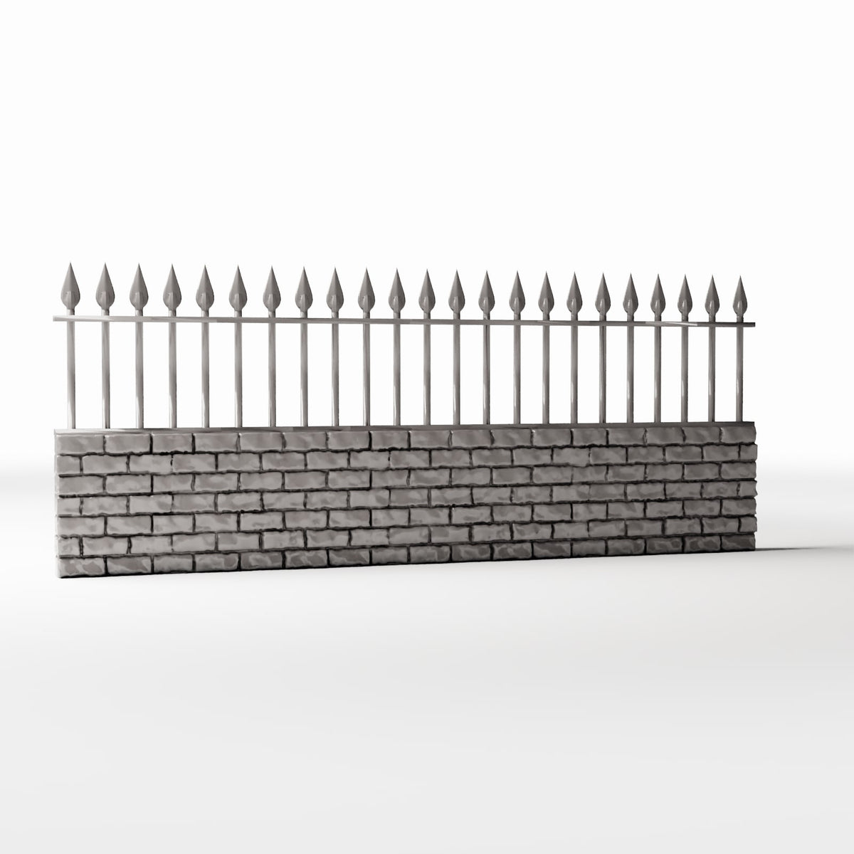 Productfoto diorama en modelbouw 3: TuinDiorama: Lage bakstenen muur met metalen hekwerk (Ref. 1195D)