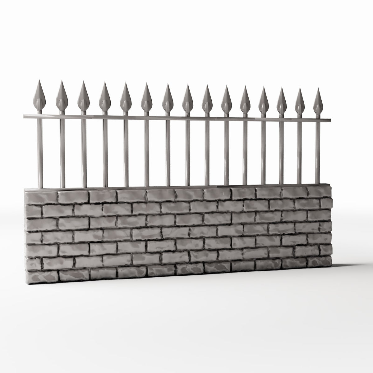 Productfoto diorama en modelbouw 3: Buitendiorama: lage stenen muur met metalen hek (Ref. 1196D)