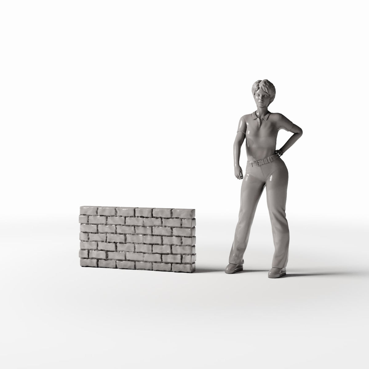 Productfoto diorama en modelbouw 1: Gebouw voor diorama: lage, smalle bakstenen muur (Ref. 1205D)