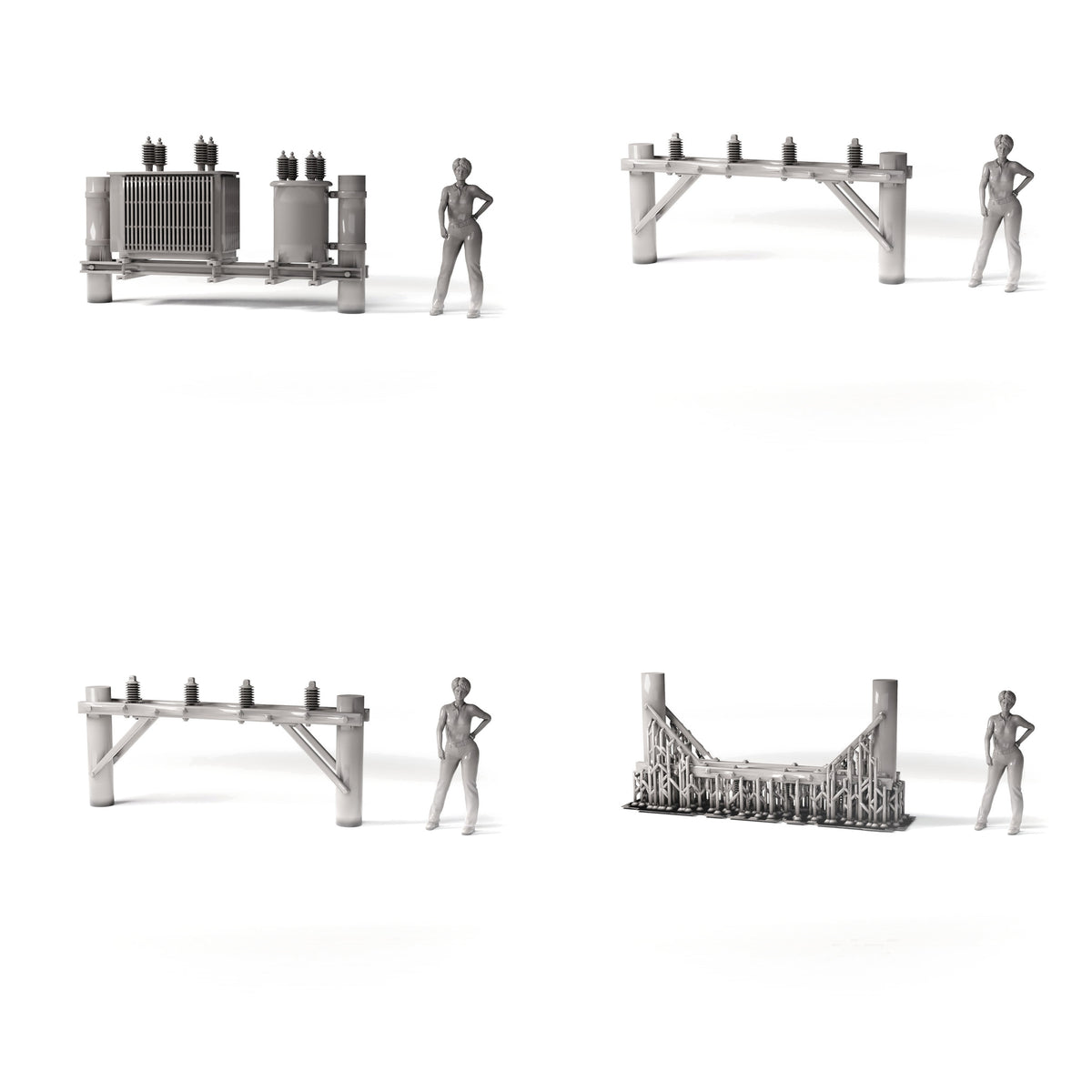 Diorama-modelbouwproductfoto 1: Diorama-infrastructuur: betonnen mast met vermogenstransformator als bouwgroep (Ref. 1231D)