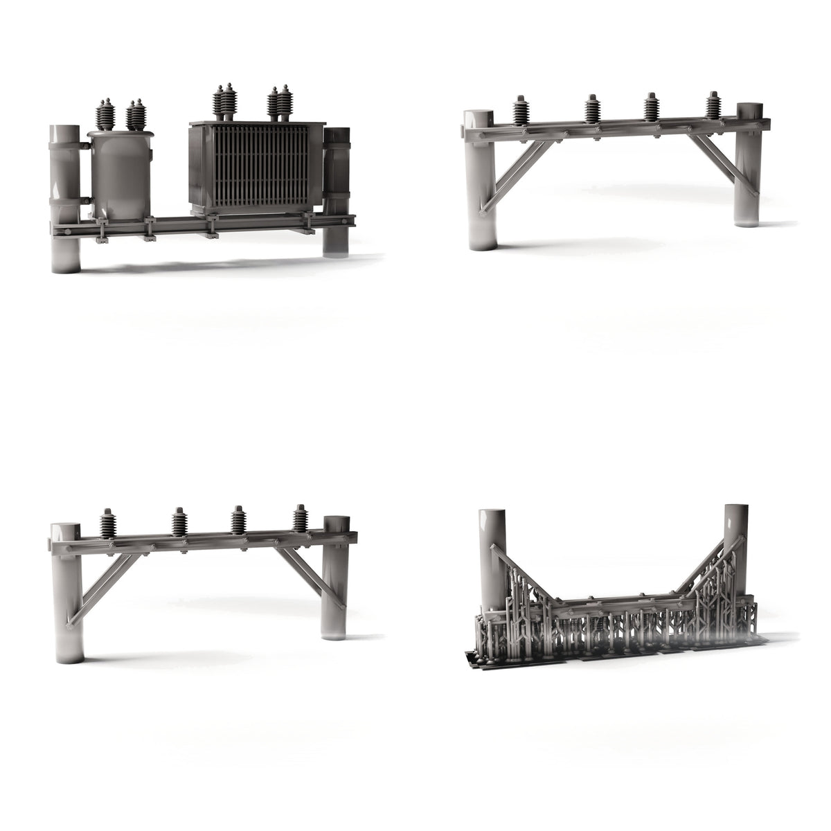 Productfoto 3 van modelbouwdiorama: diorama-infrastructuur: betonnen mast met vermogenstransformator als bouwgroep (Ref. 1231D)