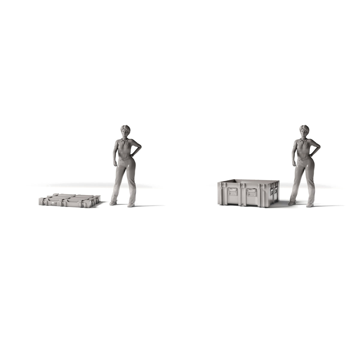 Diorama-modelbouwproductfoto 1: Diorama opslag & transport: militaire kist type D08 als bouwset (ref. 1277D)