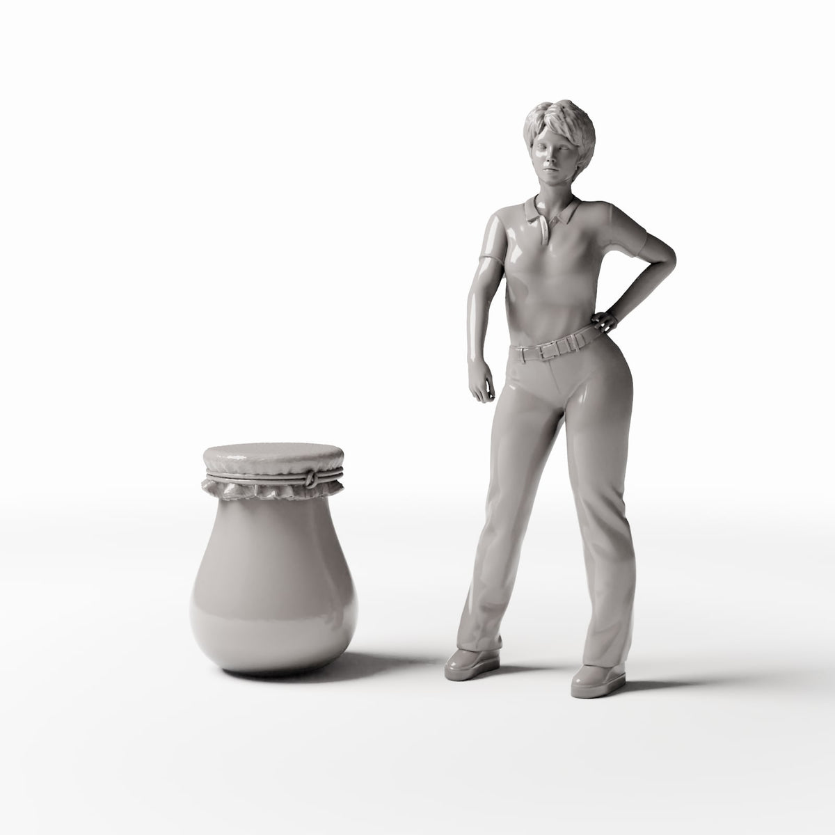 Productfoto diorama en modelbouw 1: Dioramakeuken: rustieke miniatuurkan met stop (Ref. 1355D)