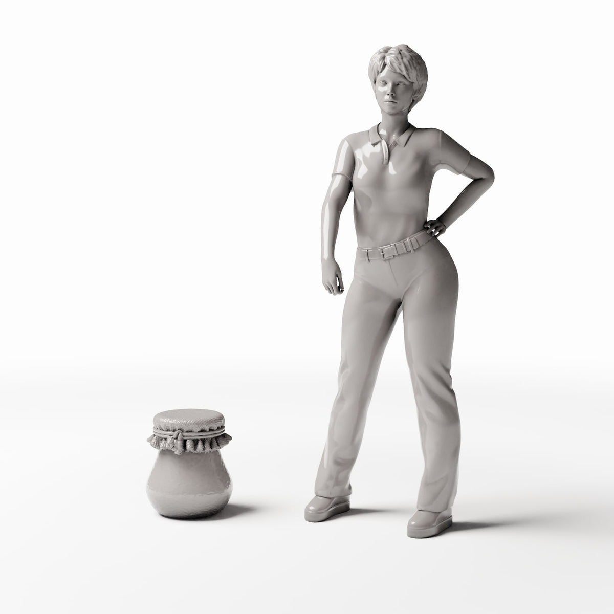Productfoto diorama en modelbouw 1: Dioramakeuken: handgevormde miniatuurkan (Ref. 1361D)