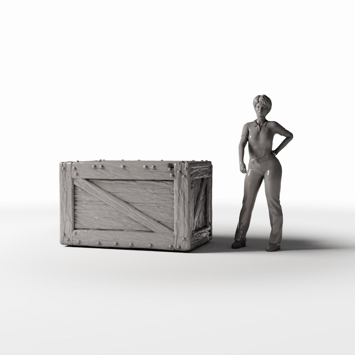 Productfoto diorama en modelbouw 1: Diorama-opslag: stevige houten kist in miniatuur (Ref. 1372D)