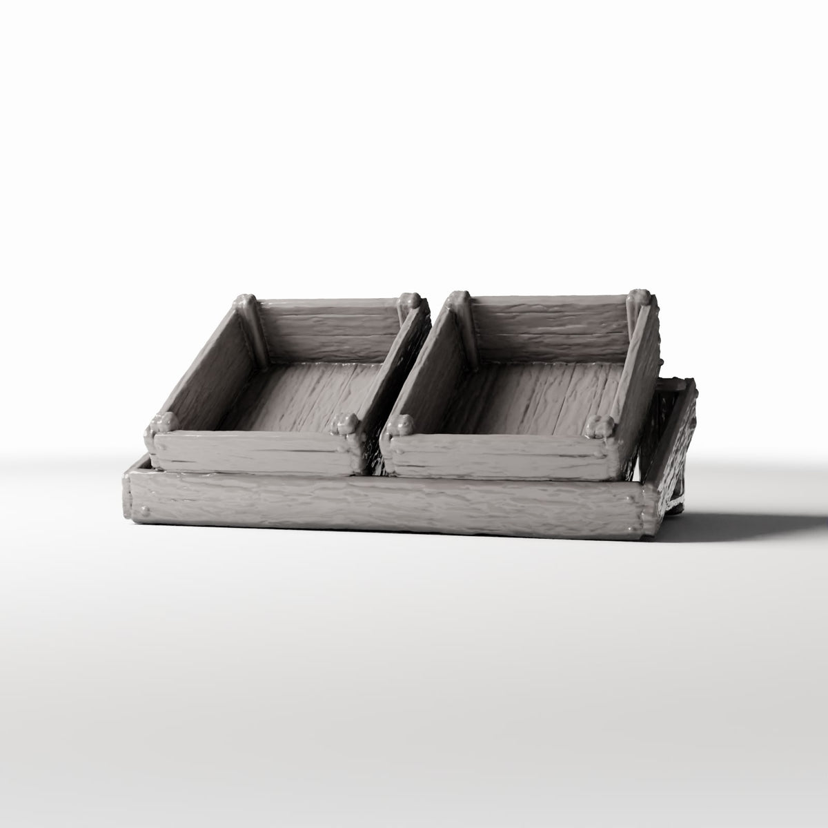 Productfoto diorama en modelbouw 0: Diorama-opslag: marktrek met twee lege houten kisten (Ref. 1423D)