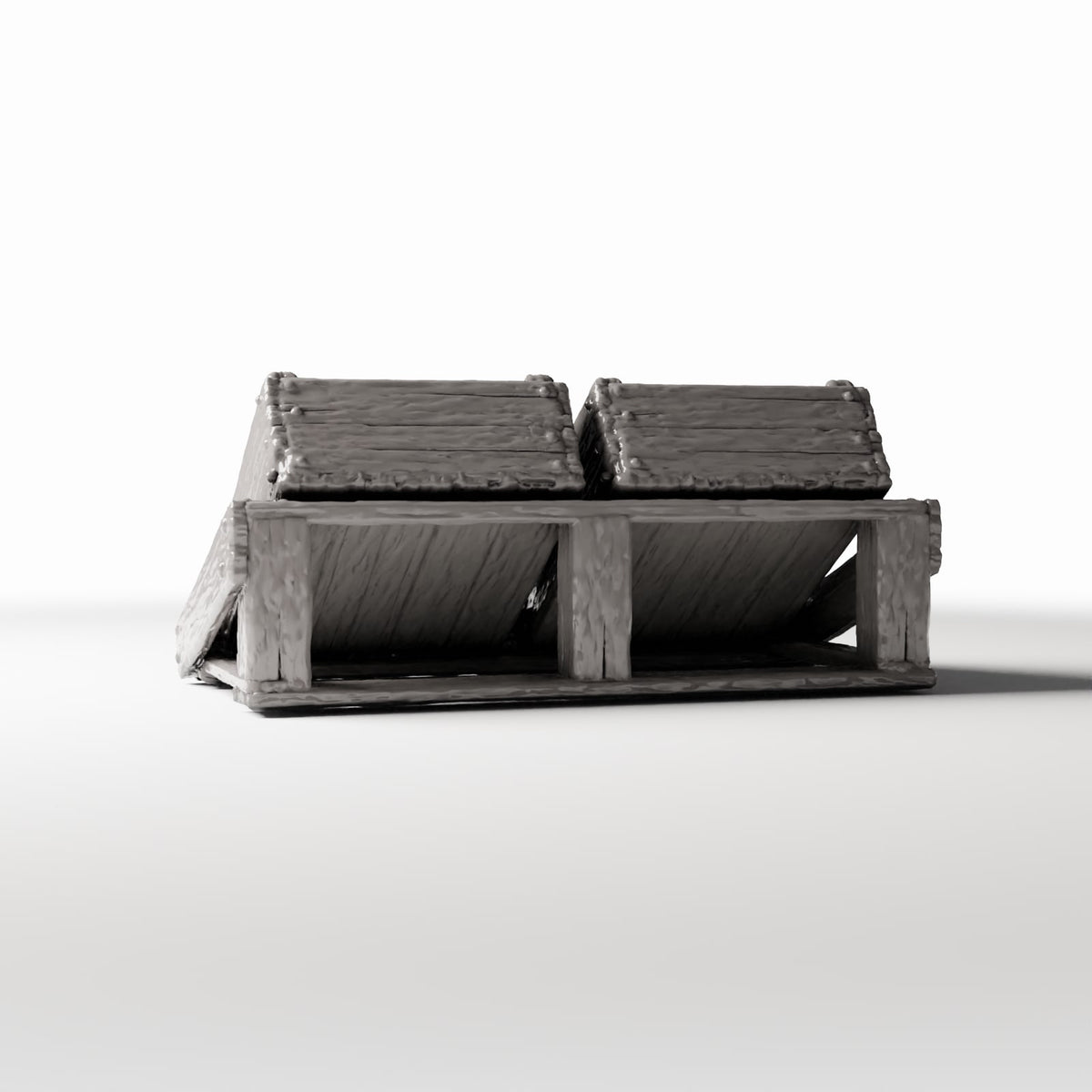 Productfoto diorama en modelbouw 3: Diorama-opslag: marktrek met twee lege houten kisten (Ref. 1423D)