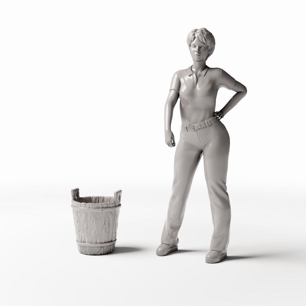 Productfoto diorama en modelbouw 1: Dioramahuishouding: rustieke houten emmer voor diorama-interieurs (Ref. 1489D)