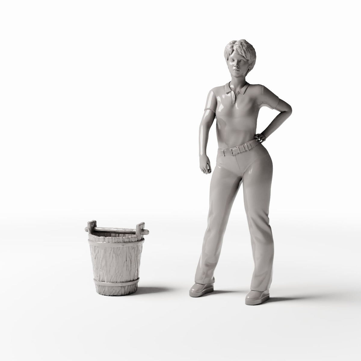 Productfoto diorama en modelbouw 1: Diorama-accessoires: rustieke houten emmer voor miniatuurscènes (Ref. 1490D)