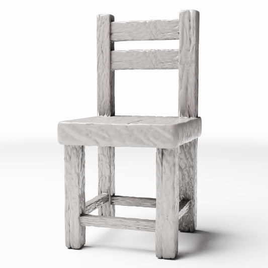 Productfoto diorama en modelbouw 0: Dioramameubilair: rustieke houten miniatuurstoel (Ref. 1492D)