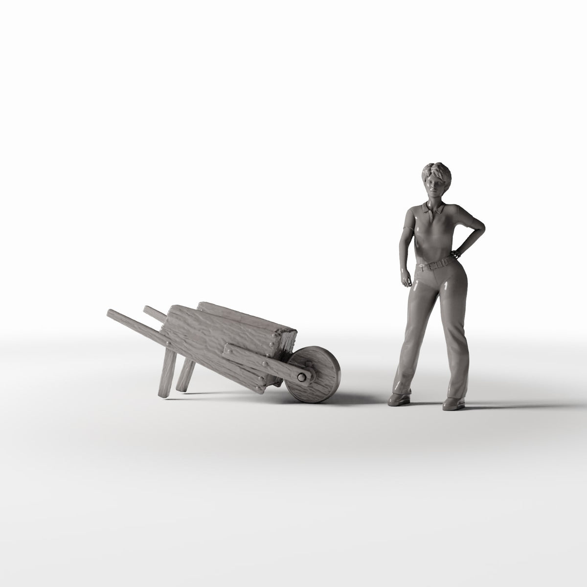 Productfoto diorama en modelbouw 1: Diorama-opslagaccessoires: rustieke houten handkar (Ref. 1495D)