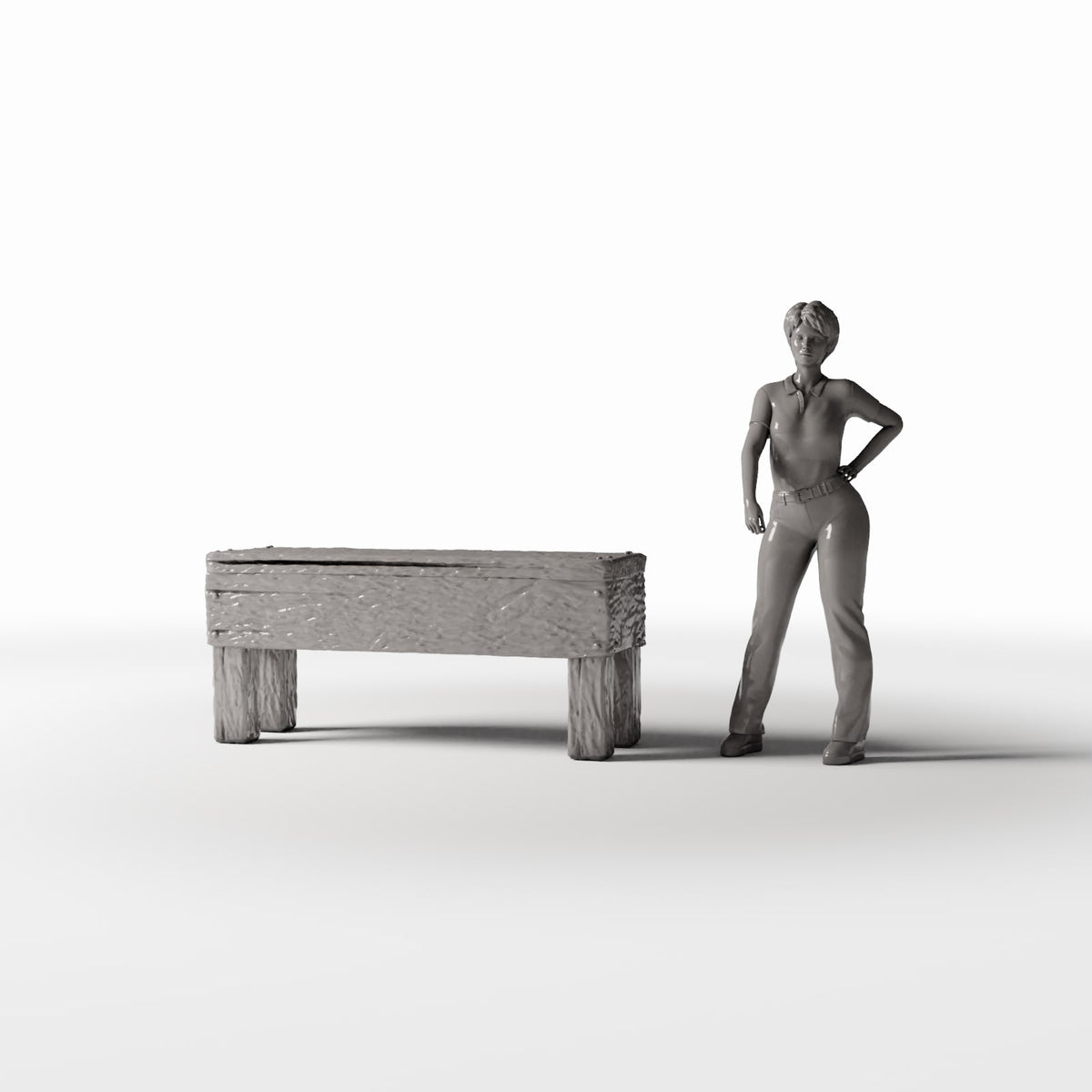 Diorama Modellbau Produktfoto 1: Diorama Küche: Rustikaler Holztisch für Miniaturküche (Ref. 1504D)