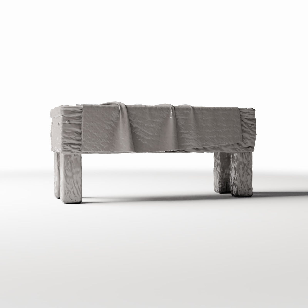 Productfoto diorama en modelbouw 3: Dioramakeuken: rustieke houten tafel met doek (Ref. 1505D)